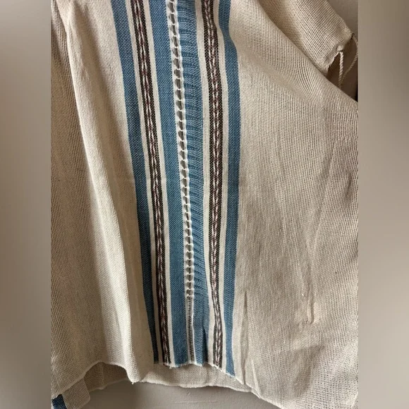 Baizaar Handmade Apparel Striped Cream and Brown Cotton Women's Top NWT - Picture 10 of 12